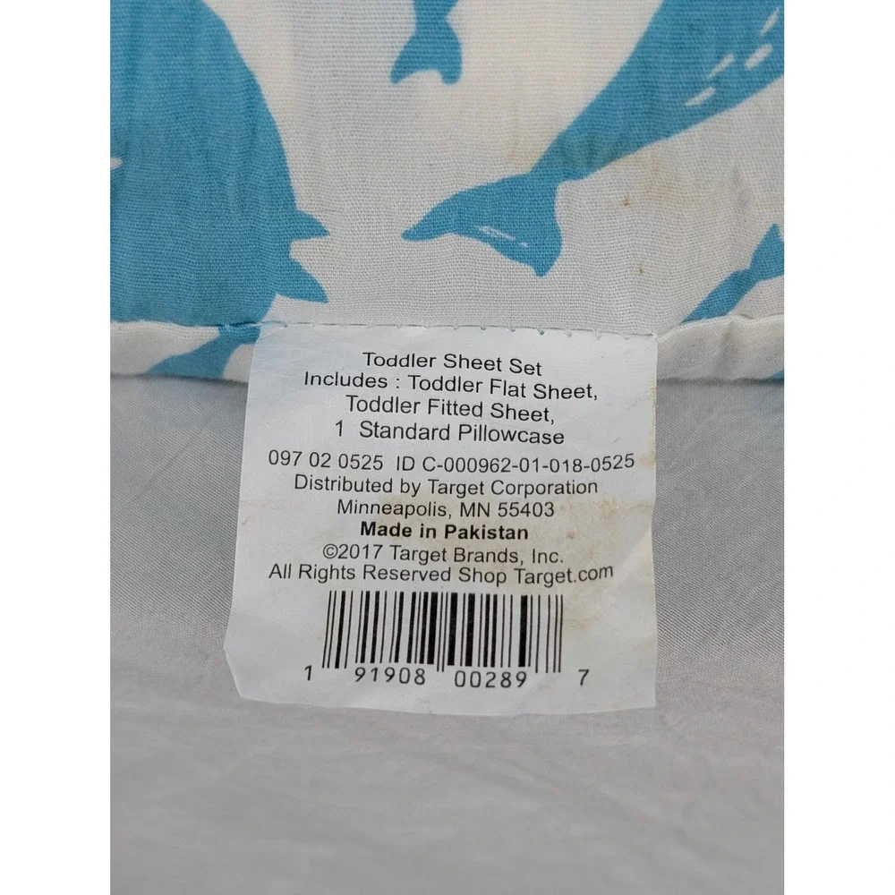 NEW Pillowfort Friendly Fins Cotton Toddler Sheet Set ~ Blue Whale NIP